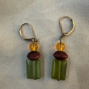 Elegant Green and Amber Earrings